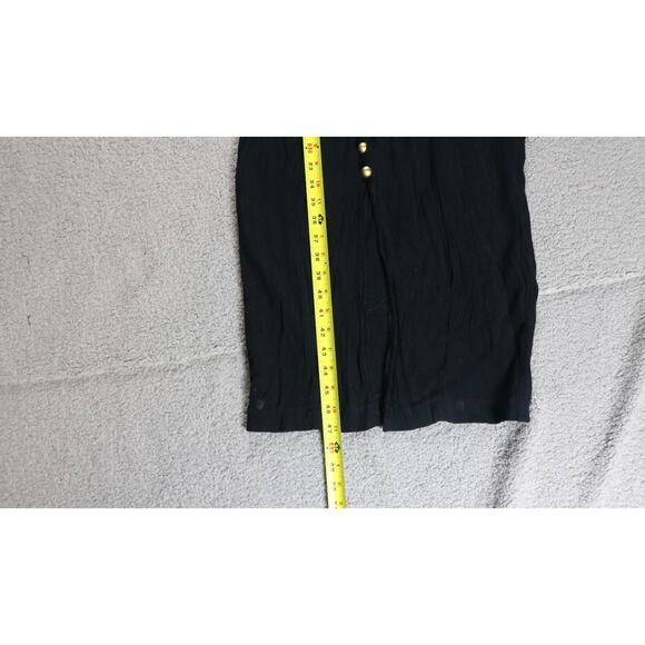 New Best Lauren Dress Maxi Black Crepe Petite 11/12 Gold Button Vintage 90s - Picture 7 of 7